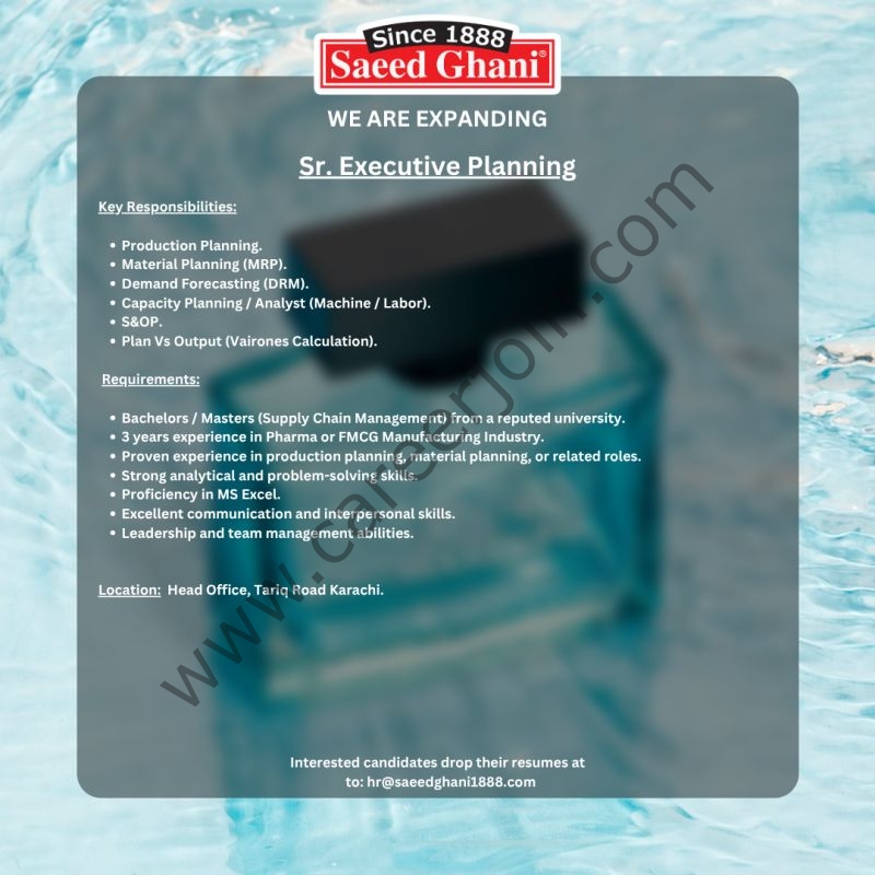 Saeed Ghani Jobs Sr Executive Planning 1