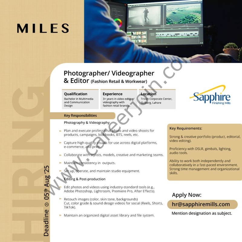 MILES Jobs Photographer Video Editor & Videographer 1