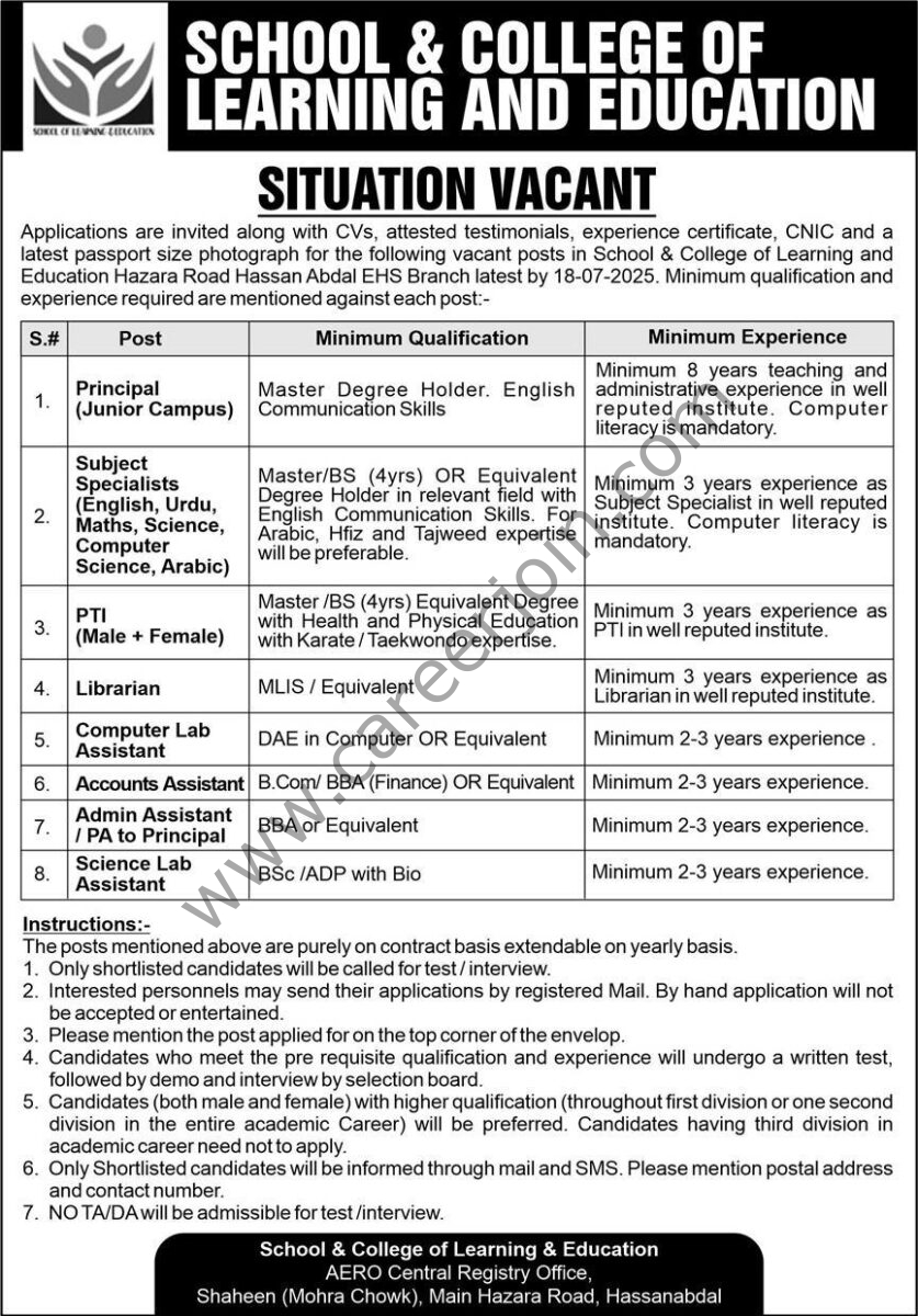 School College of Learning & Education Jobs 06 July 2025 Express 1