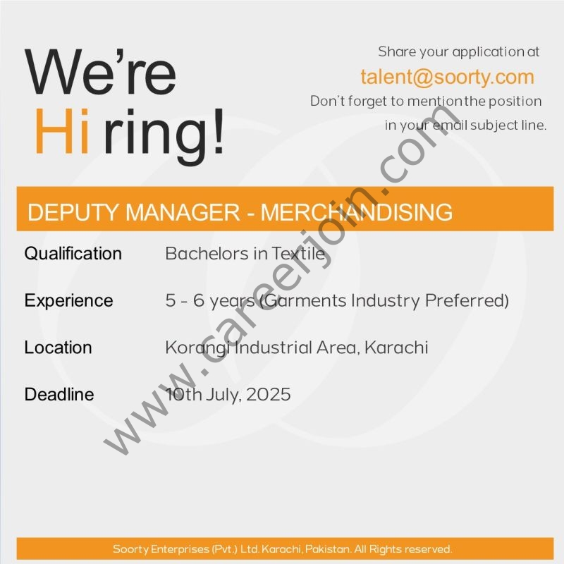 Soorty Enterprises Jobs Deputy Manager Merchandising 1