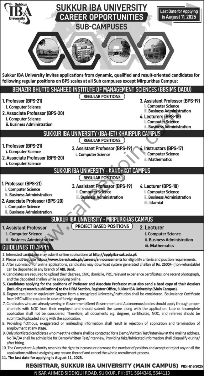 Sukkur IBA University Jobs 13 July 2025 Express 1