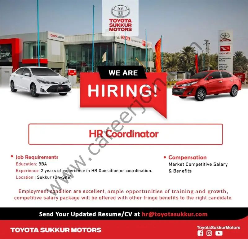 Toyota Sukkur Motors Jobs HR Coordinator 1