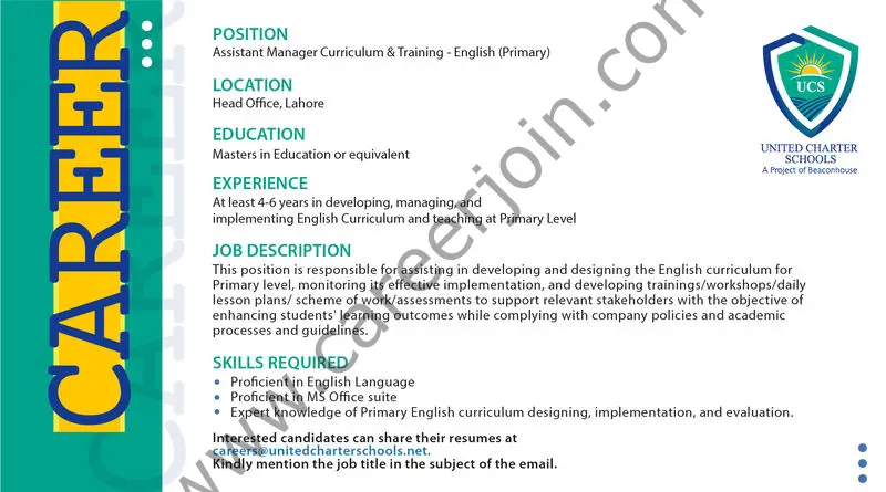 United Charter Schools Jobs Assistant Manager Curriculum & Training 1