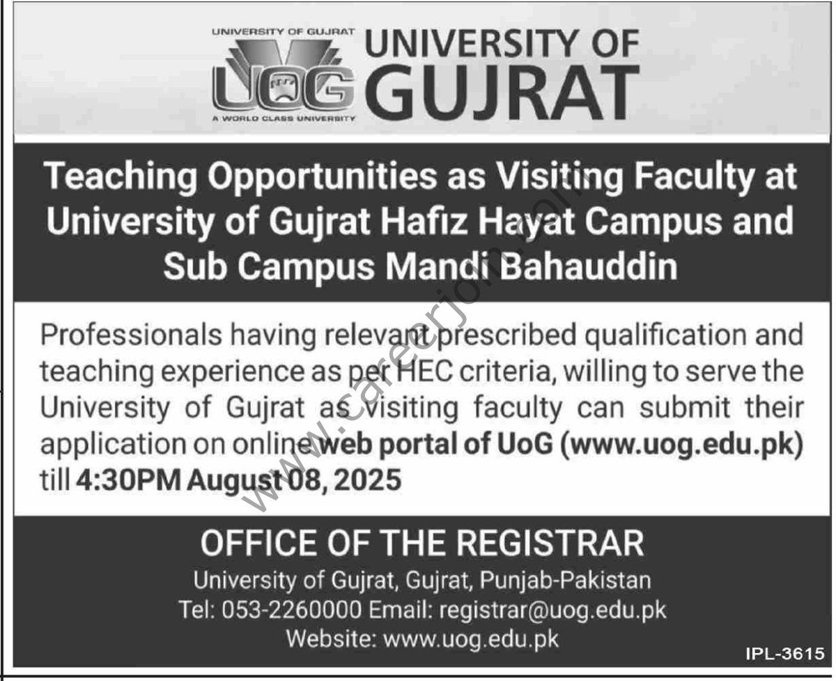 University of Gujrat Jobs 19 July 2025 Dawn 1
