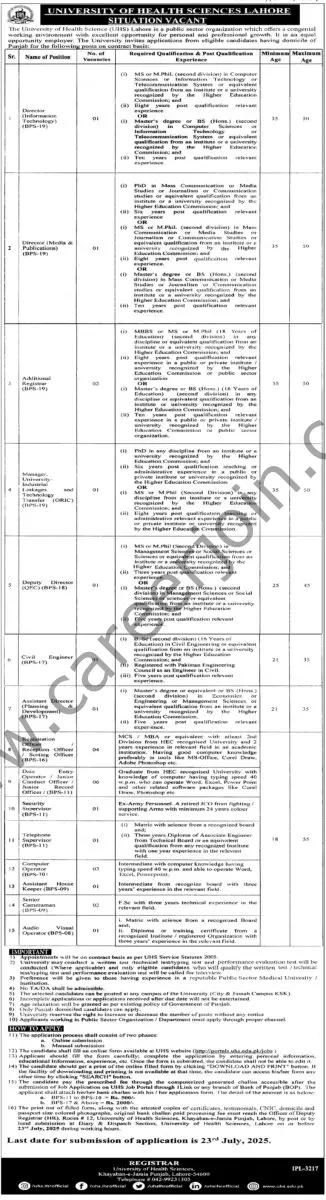 University of Health Science UHS Jobs 06 July 2025 Express Tribune 1