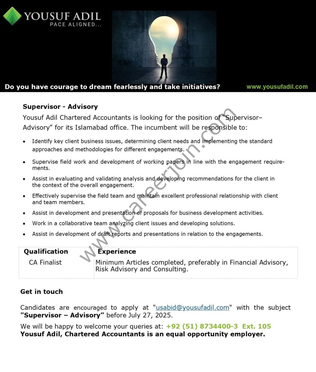 Yousuf Adil Chartered Accountants Jobs 23 July 2025 1