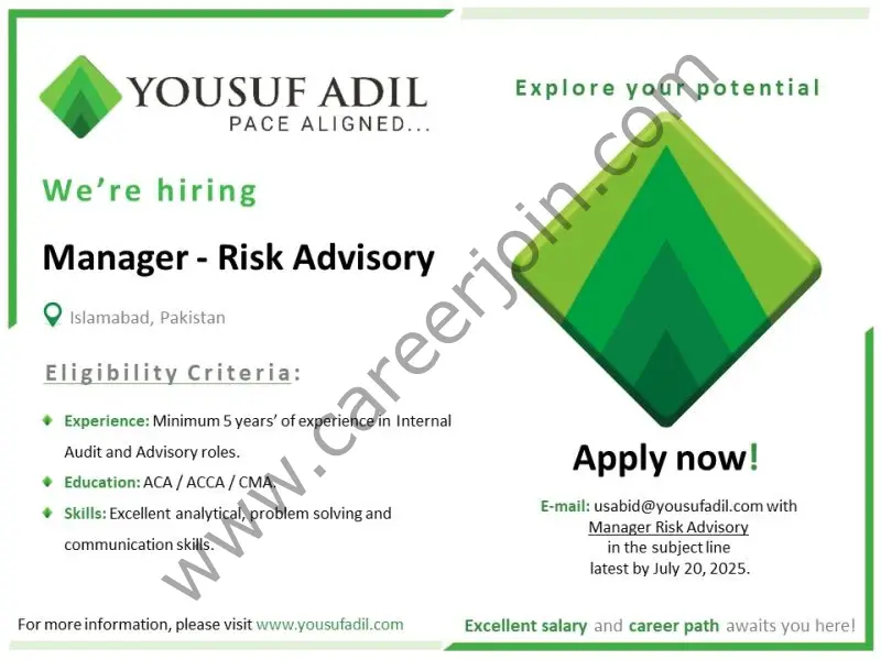 Yousuf Adil Chartered Accountants Jobs Manager Risk Advisory 1