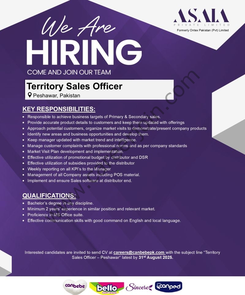 ASAIA Pvt Ltd Jobs Territory Sales Officer 1