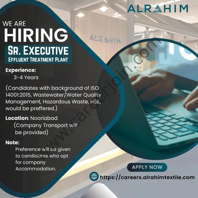 Al Rahim Textile Industries Jobs Senior Executive 1