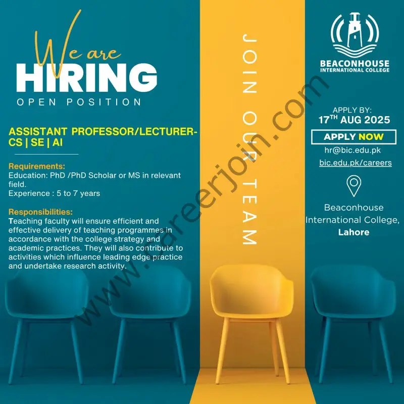Beaconhouse International College BIC Jobs Assistant Professor / Lecturer CS |SE|AI 1