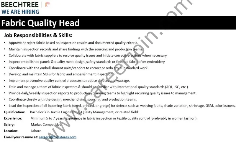 Beechtree Jobs Fabric Quality Head 1