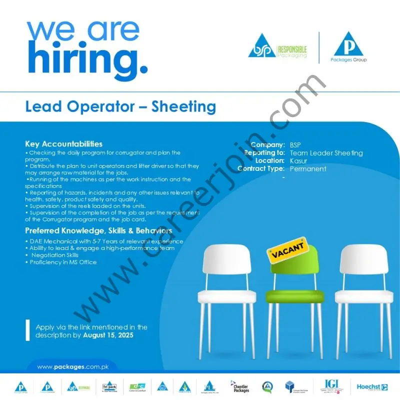 Bulleh Shah Packaging Jobs Lead Operator Sheeting 1