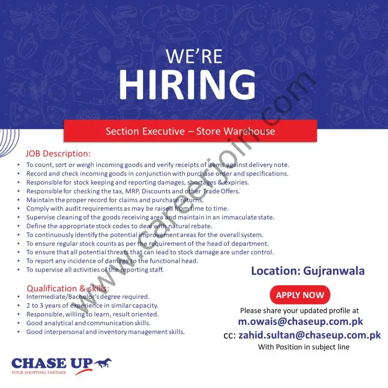 Chase Up Jobs August 2025 2