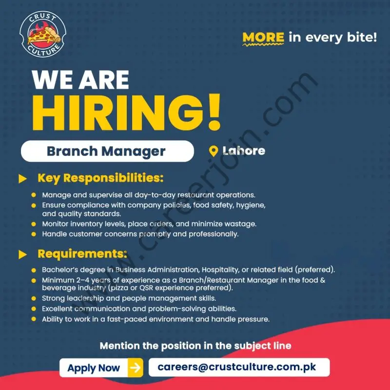 Crust Culture Jobs Branch Manager 1