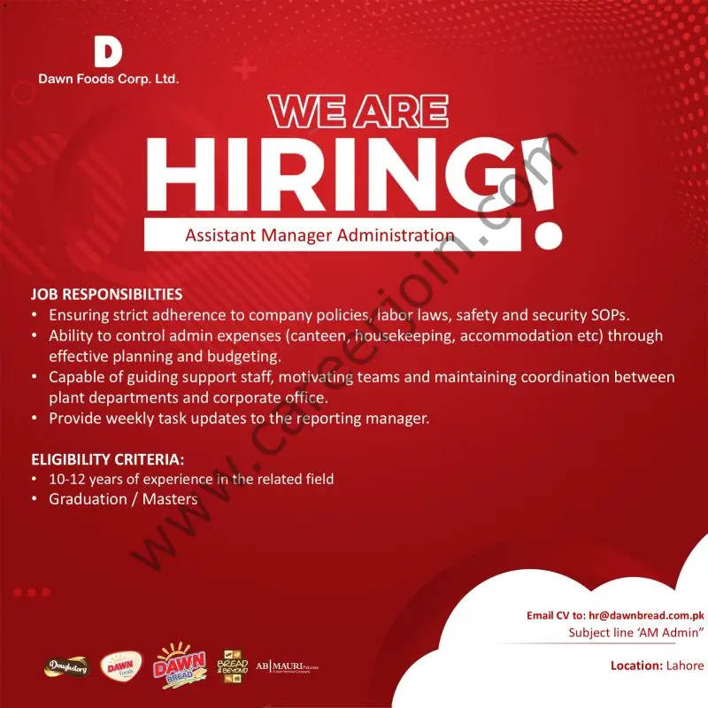 Dawn Food Corporation Ltd Jobs Assistant Manager Administration 1