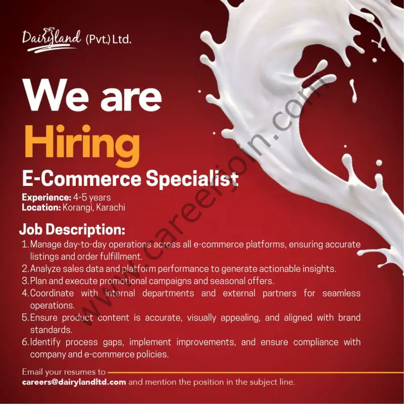 Dairyland Pvt Ltd Jobs E-Commerce Specialist 1
