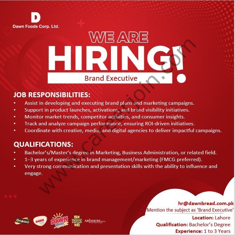 Dawn Foods Corporation Ltd Jobs Brand Executive 1