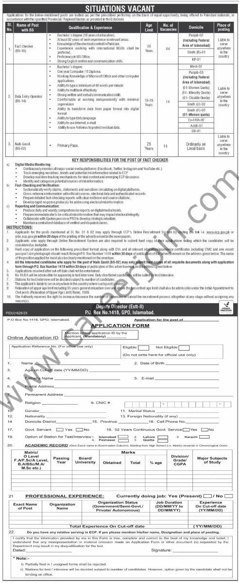 Election Commission of Pakistan ECP Jobs 26 August 2025 Express Tribune 1