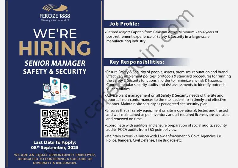 Feroze1888 Mills Limited Jobs Sr Manager Safety & Security 1