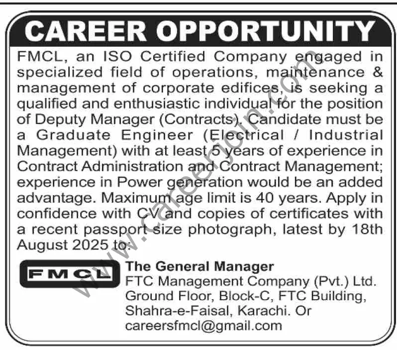 FTC Management Co Pvt Ltd Jobs 10 August 2025 Dawn 1