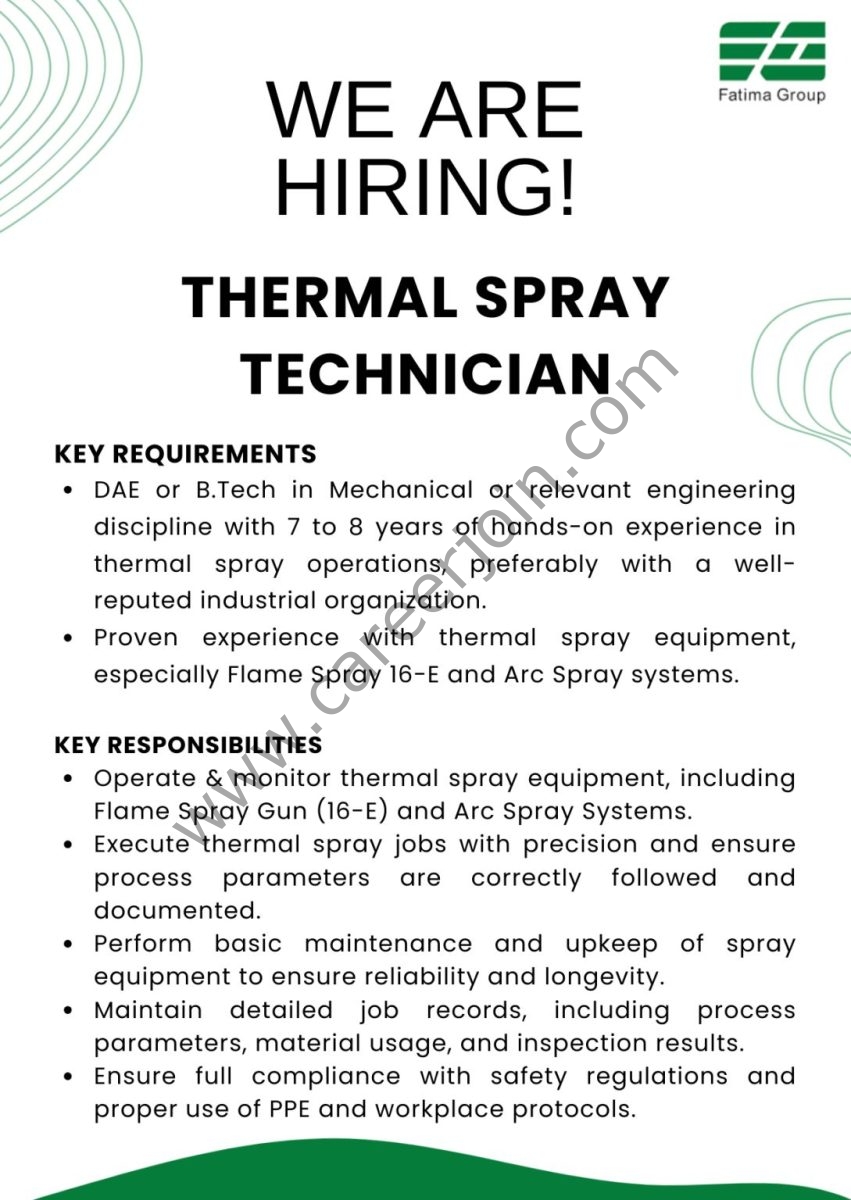 Fatima Group Jobs Thermal Spray Technician 1