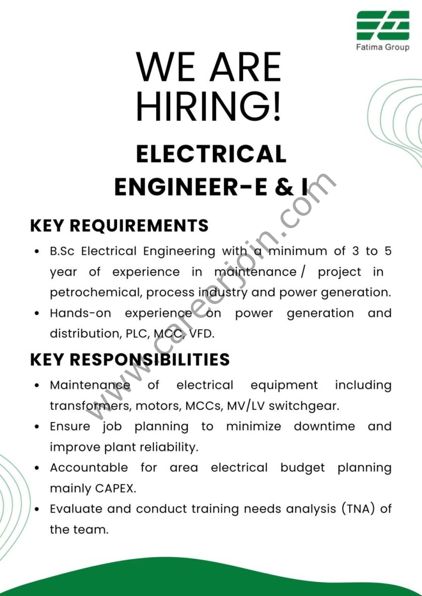 Fatima Group Jobs Electrical Engineer E&I 1