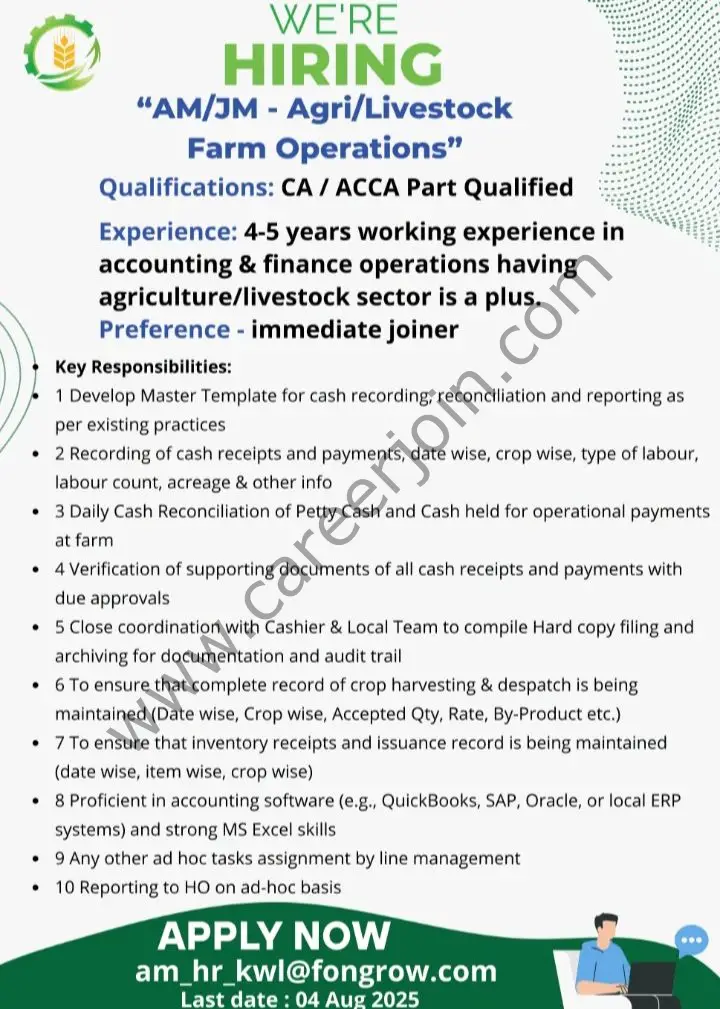 FonGrow Pvt Ltd Jobs AM/JM Agri/Livestock Farm Operations 1