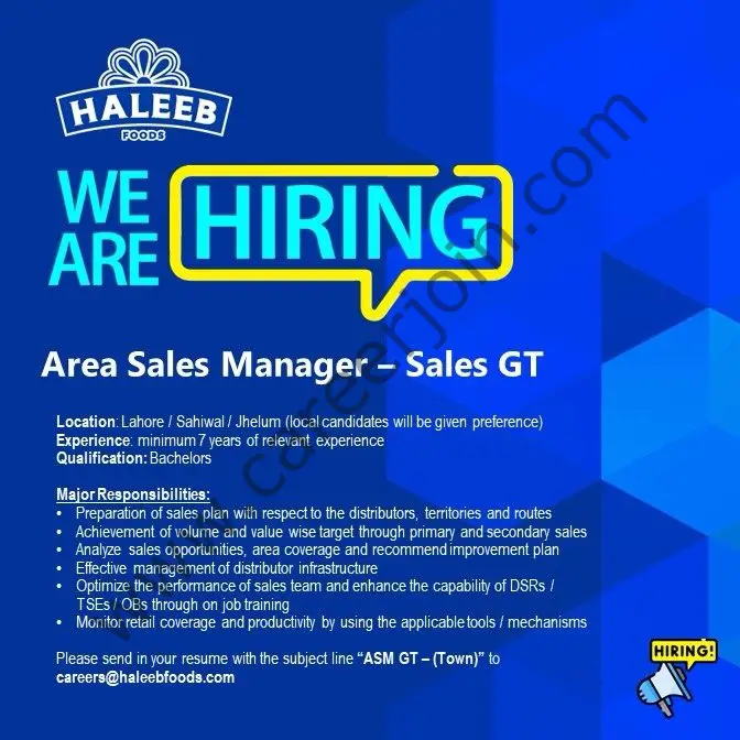 Haleeb Foods Limited Jobs Area Sales Manager 1