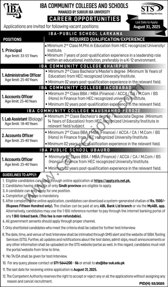 IBA Community Colleges & Schools Jobs 03 August 2025 Express 1