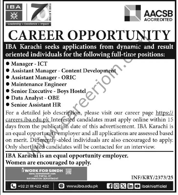 IBA Karachi Jobs 03 August 2025 Express Tribune 1