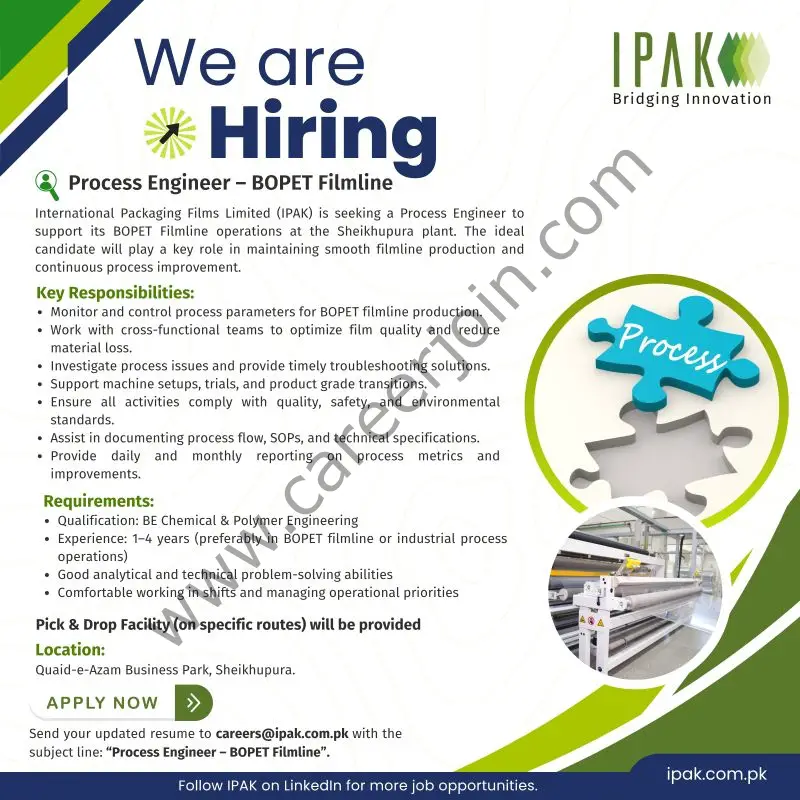 International Packaging Films Limited (IPAK) Jobs Process Engineer 1
