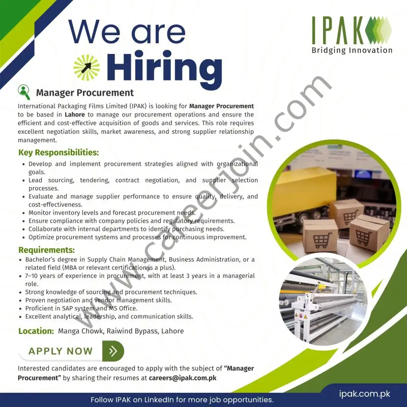 International Packaging Films Limited (IPAK) Jobs Manager Procurement 1