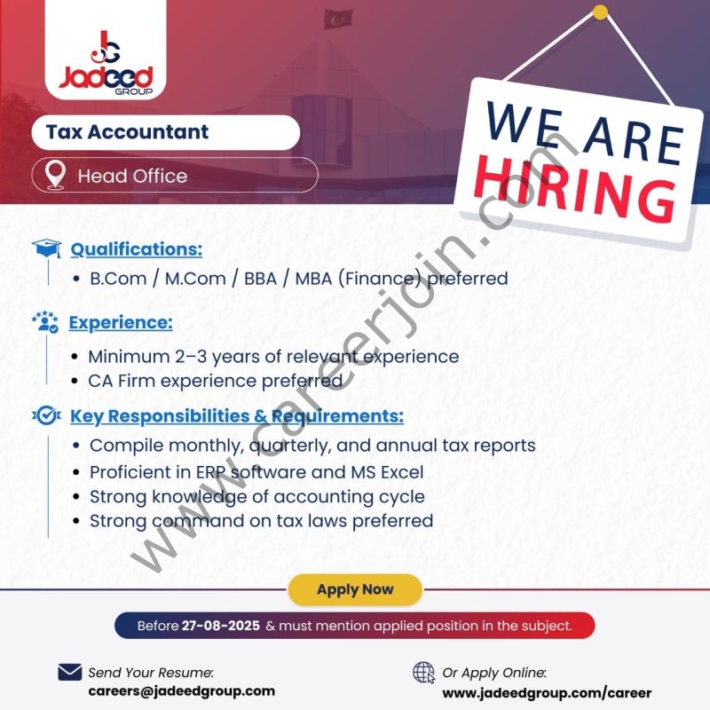 Jadeed Group Of Companies Jobs Tax Accountant 1
