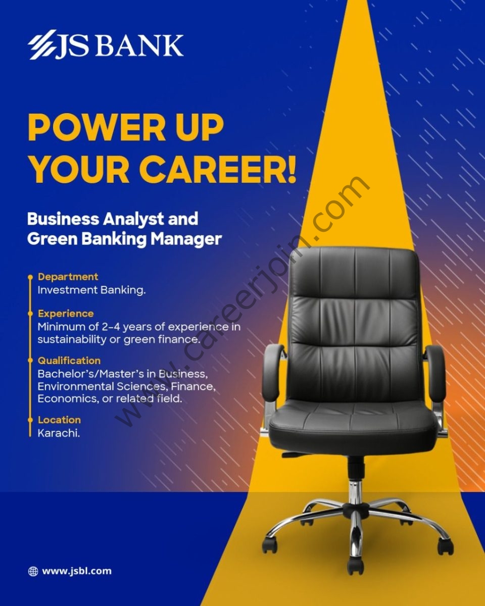 JS Bank Limited Jobs Business Analyst and Green Banking Manager 1