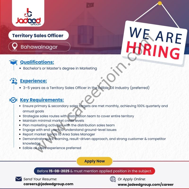 Jadeed Group Of Companies Jobs Territory Sales Officer 1