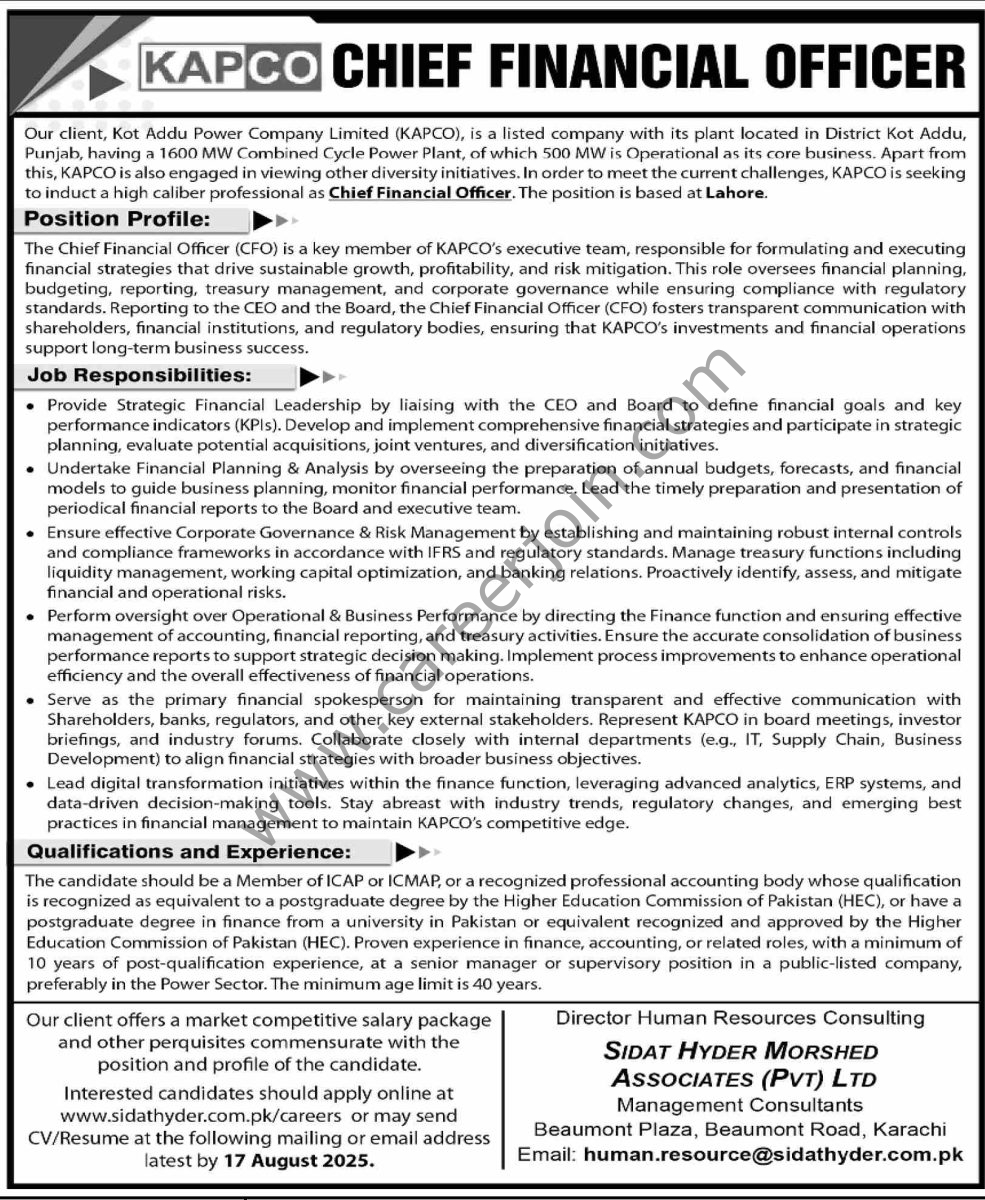 KAPCO Jobs 03 August 2025 Dawn 1