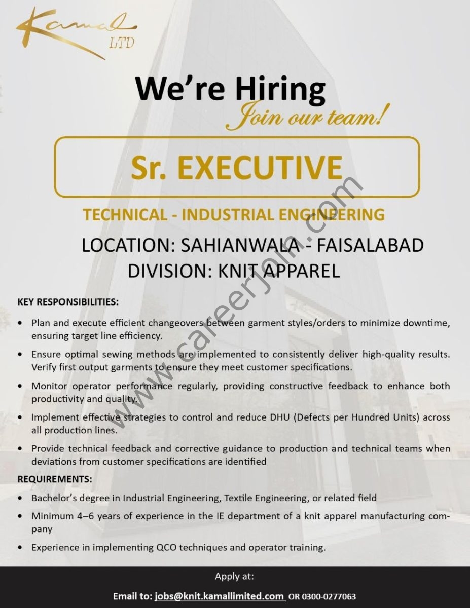 Kamal Limited Jobs Sr Executive Technical 1