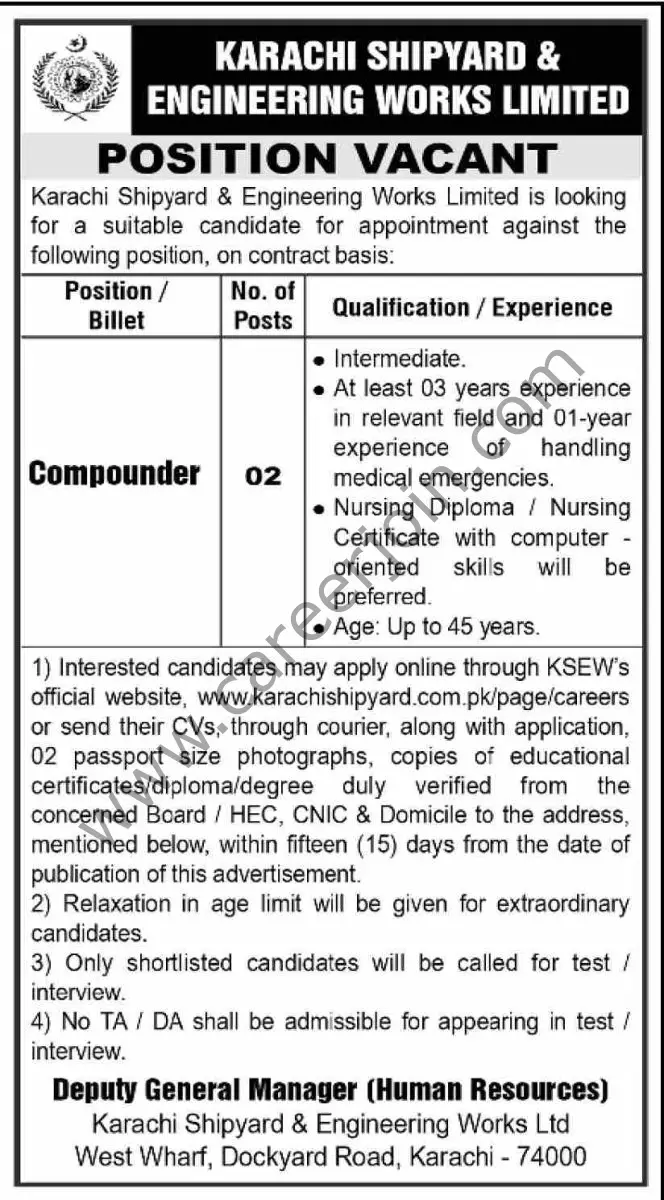 Karachi Shipyard & Engineering Works Ltd Jobs 03 August 2025 Dawn 1