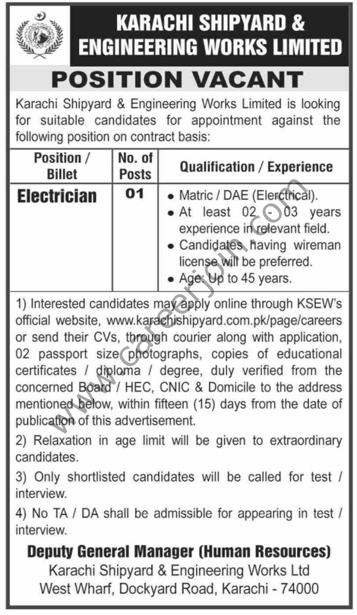 Karachi Shipyard & Engineering Works Ltd Jobs 24 August 2025 Dawn 1
