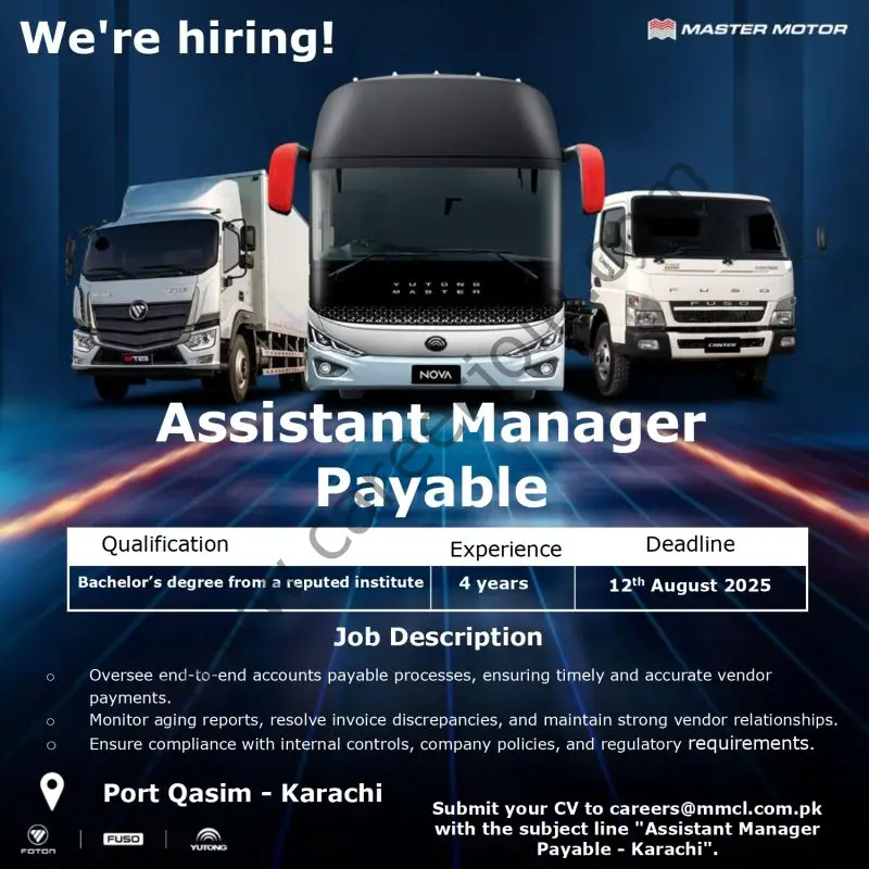 Master Motor Jobs Assistant Manager Payable 1