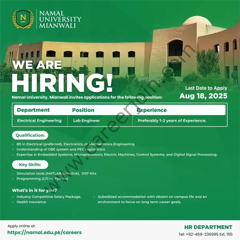 Namal University Jobs Lab Engineer 1