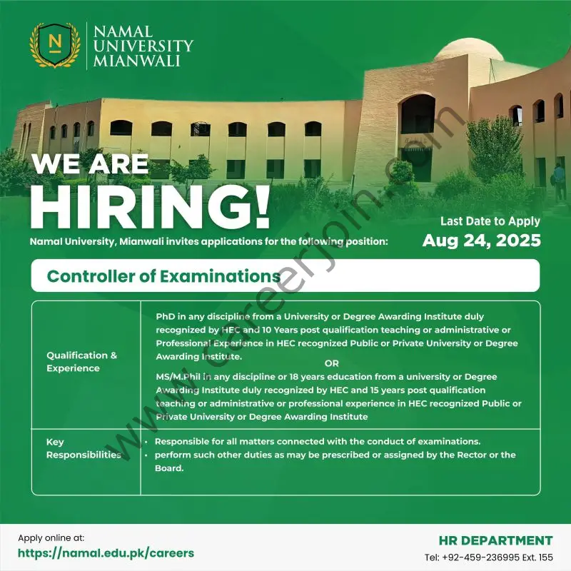 Namal University Jobs August 2025 1
