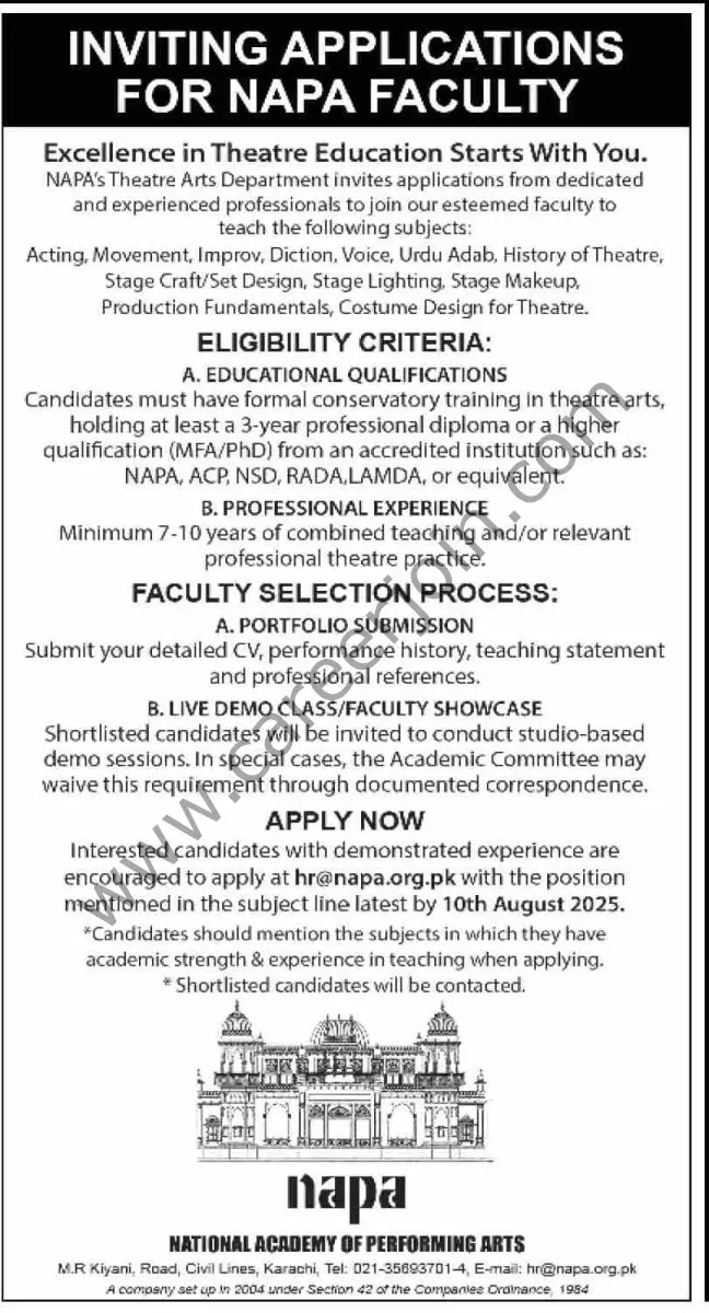 National Academy of Performing Arts Jobs 03 August 2025 Dawn 1