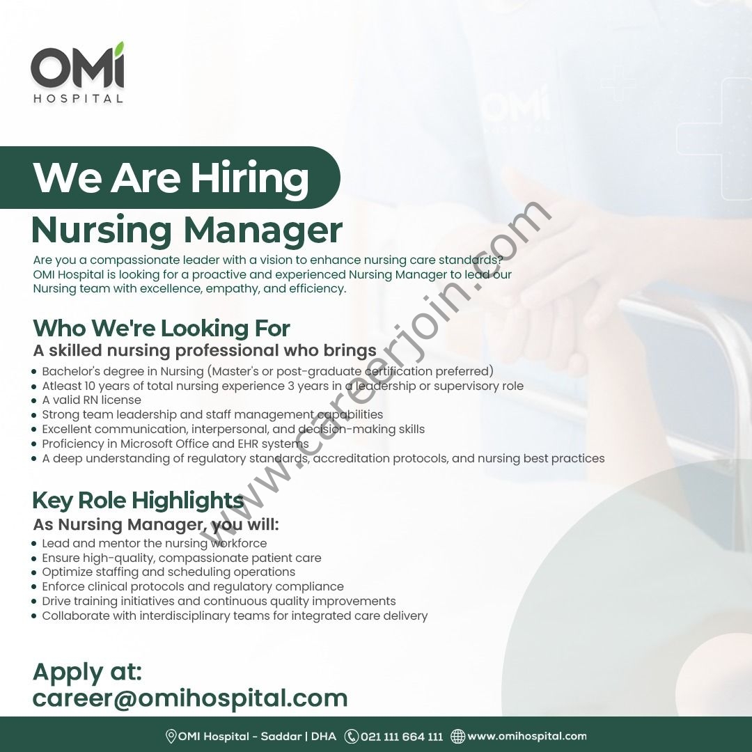 OMI Hospital Jobs Nursing Manager 1