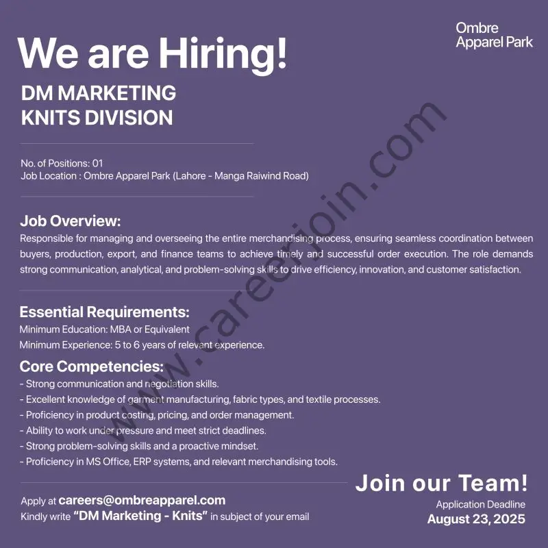 Ombre Apparel Park Jobs DM Marketing Knits 1