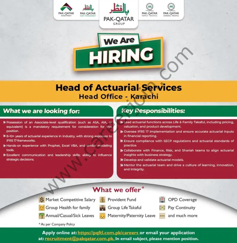Pak Qatar Group Jobs Head of Actuarial Services 1