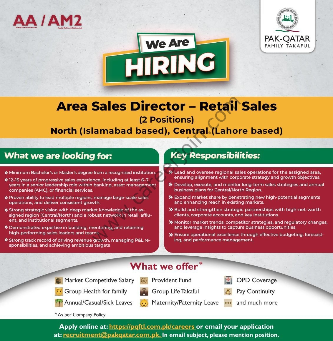 Pak-Qatar Family Takaful Jobs Area Sales Directors  1