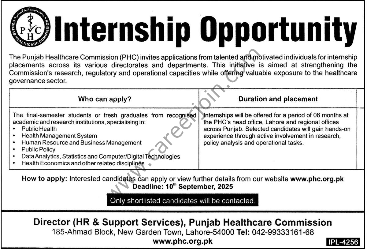 Punjab Healthcare Commission PHC Jobs 24 August 2025 Express Tribune 1