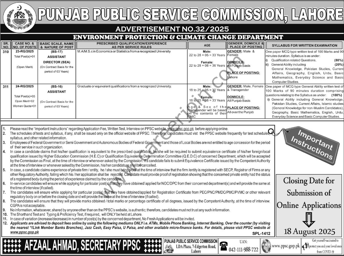 Punjab Public Service Commission PPSC Jobs 03 August 2025 Express Tribune 1