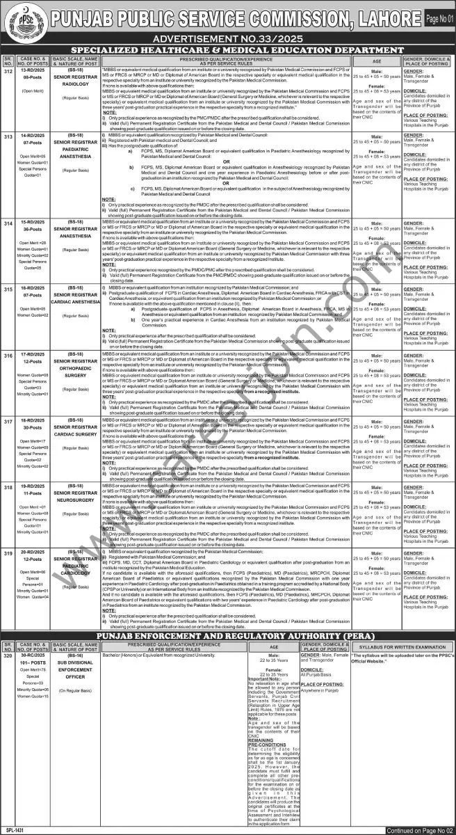 Punjab Public Service Commission PPSC Jobs 08 August 2025 Express Tribune 01 1